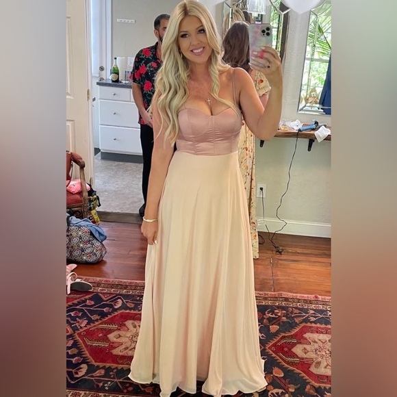 Best Part Of Me Blush Satin Bustier Maxi Dress - Picture 5 of 12